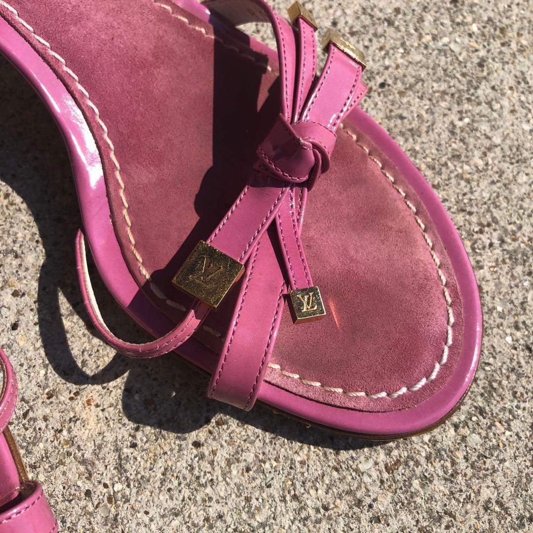 ヴィトン　 サンダル ミュール モノグラム リボン　ピンク