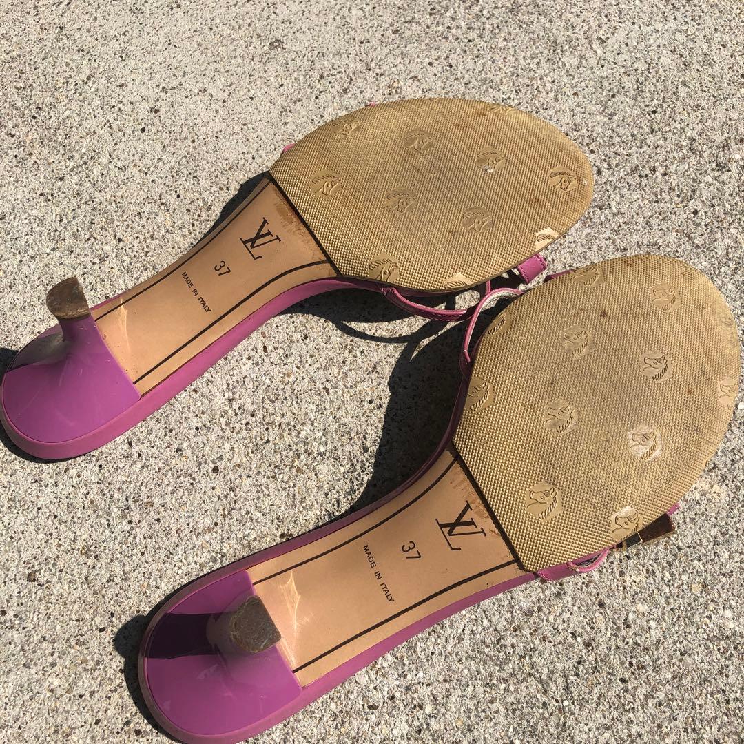 ヴィトン　 サンダル ミュール モノグラム リボン　ピンク