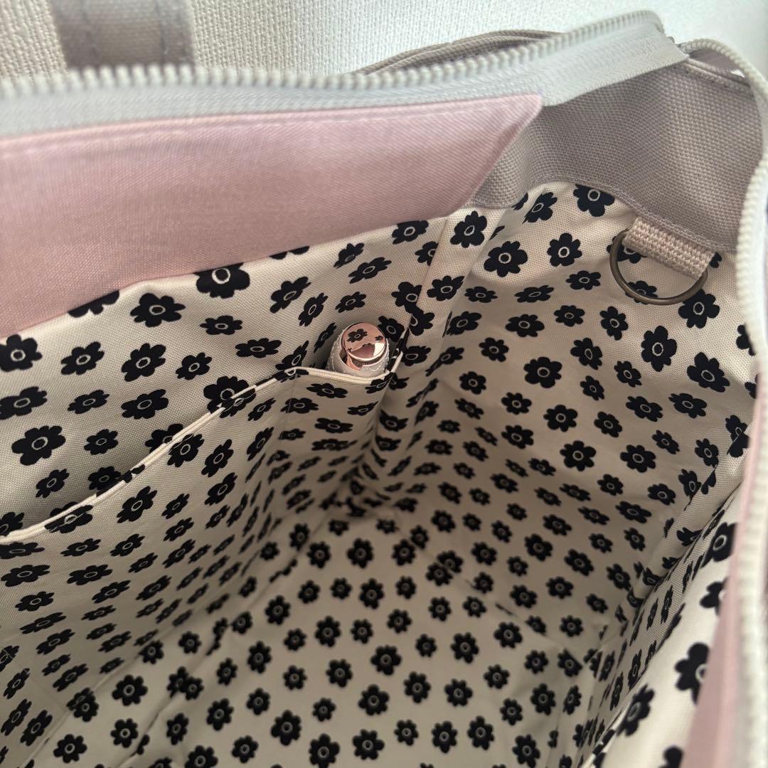 【ぽの】大きなリボンのサイドポケット付きトートバッグL 倉敷8号帆布