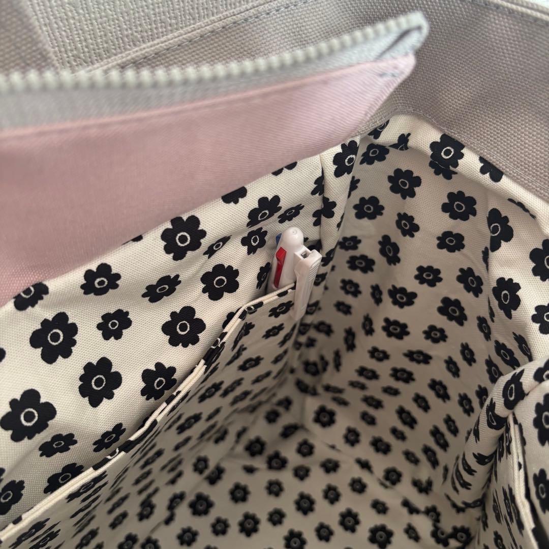 【ぽの】大きなリボンのサイドポケット付きトートバッグL 倉敷8号帆布