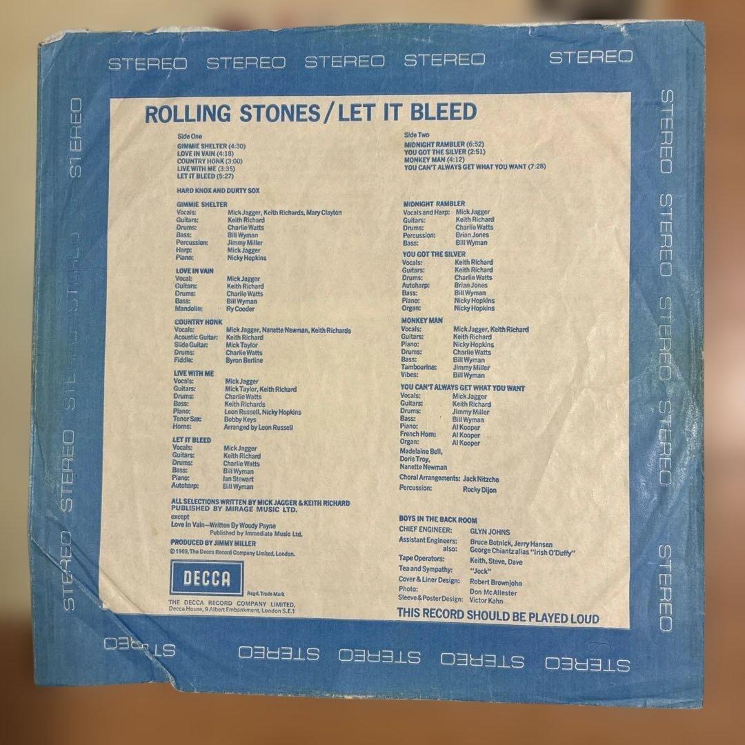 ローリングストーンズ 名盤 レコード レットイットブリード　UKオリジナル盤