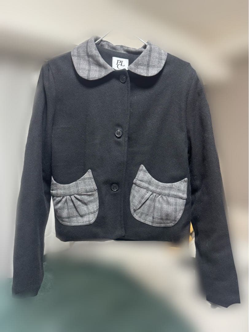 PL テーラードジャケット 黒 チェック柄