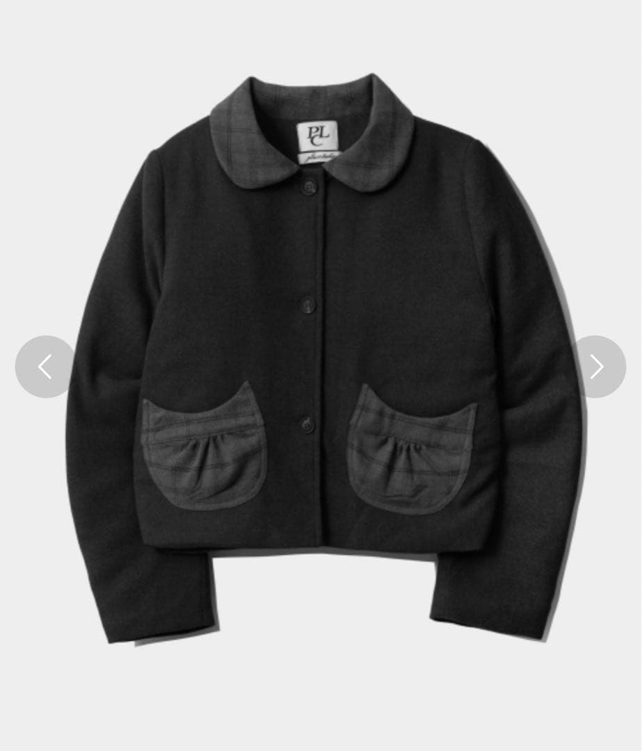 PL テーラードジャケット 黒 チェック柄