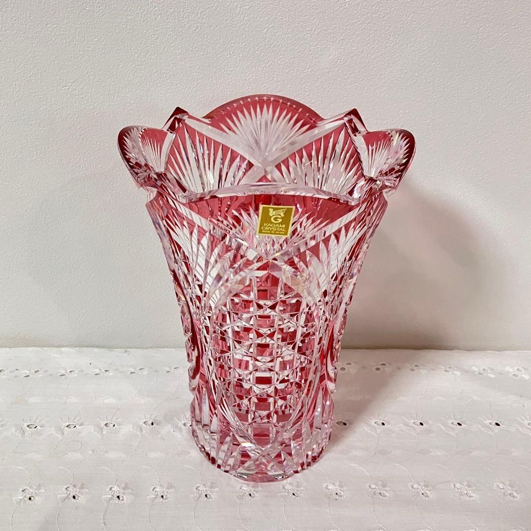 専用 江戸切子 カガミクリスタル 花瓶 フラワーベース