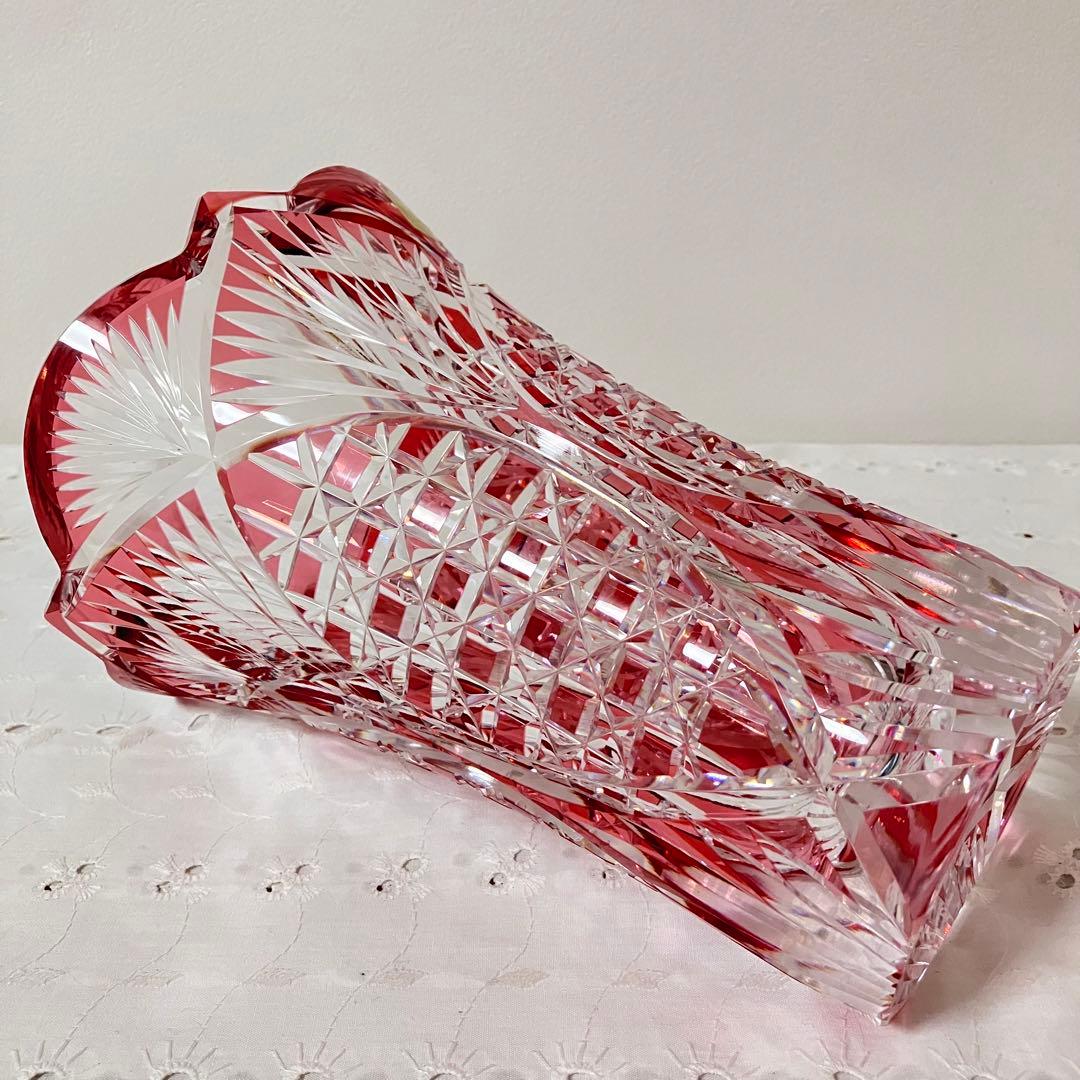 専用 江戸切子 カガミクリスタル 花瓶 フラワーベース