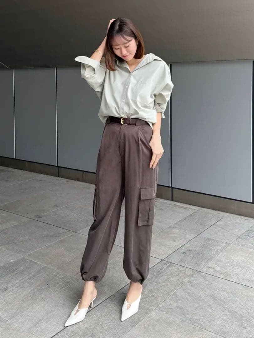 アニュアンス 2025年モデル ドロストヘムカーゴパンツ ブラウン ポケット