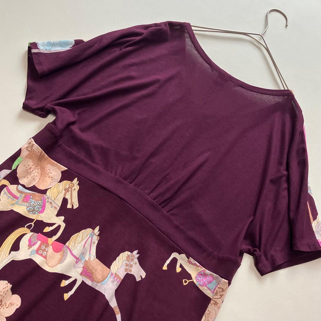 レオナール　チュニック　馬柄　花柄　トリム　38