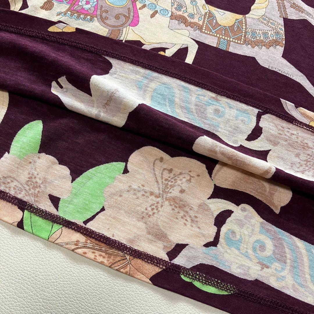 レオナール　チュニック　馬柄　花柄　トリム　38