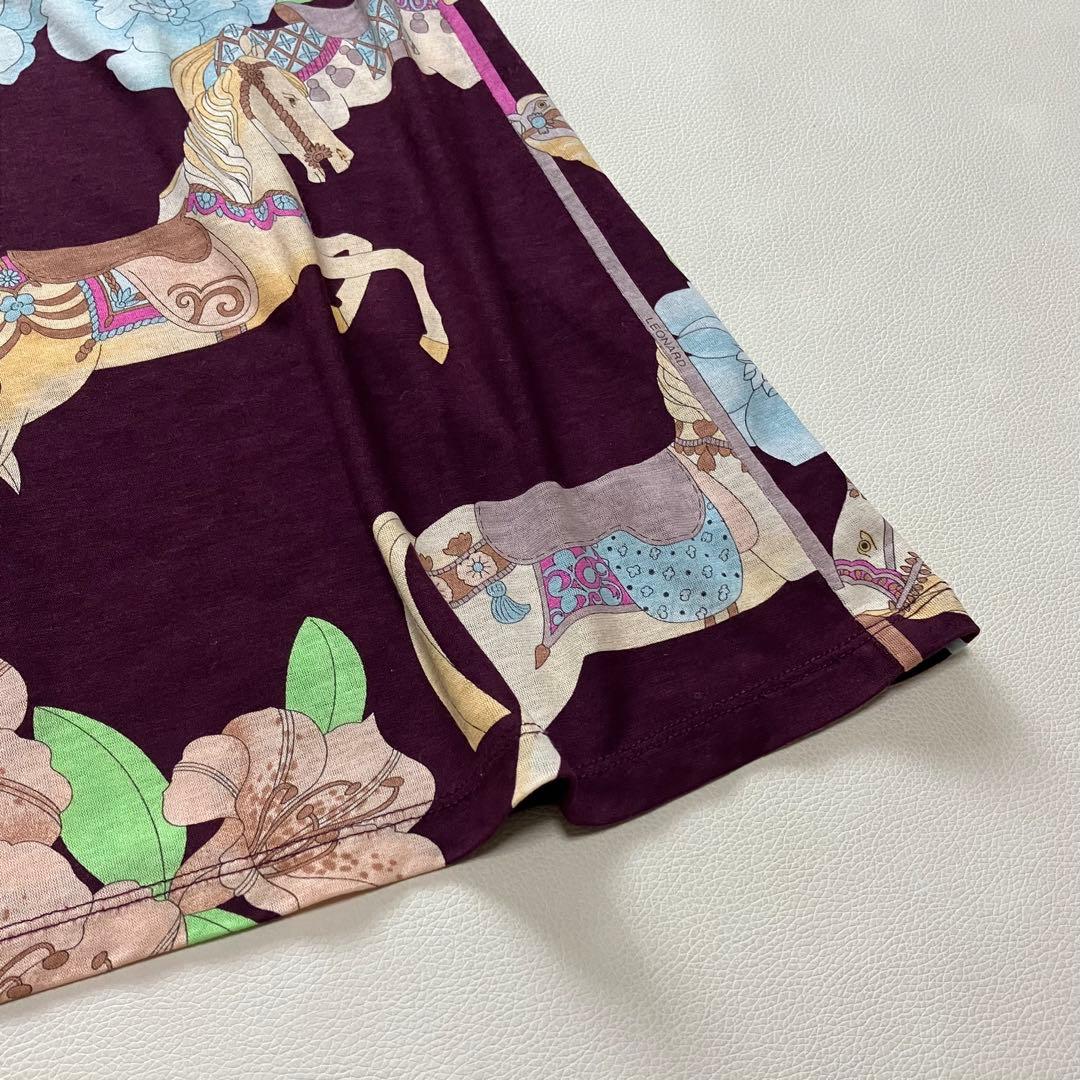 レオナール　チュニック　馬柄　花柄　トリム　38