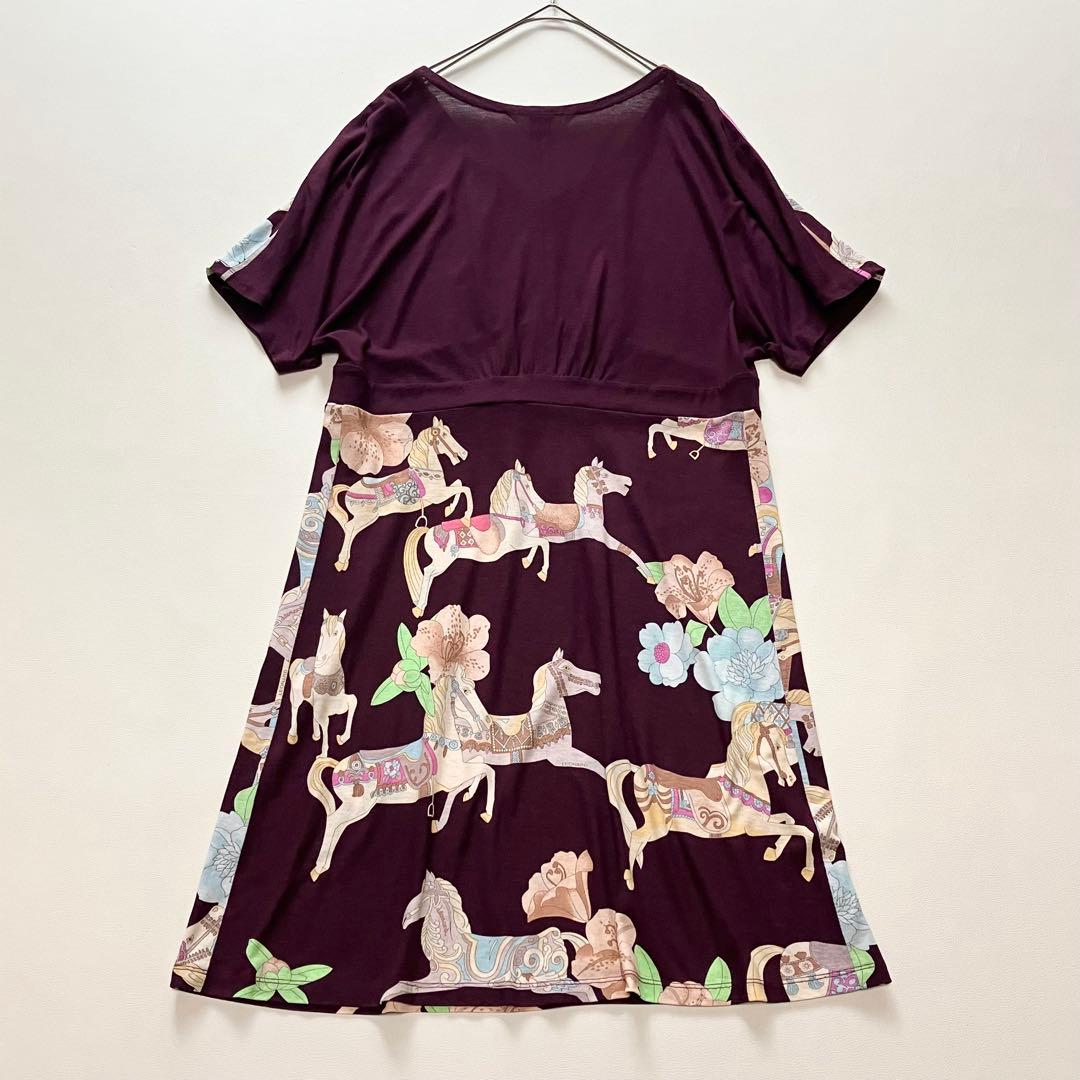 レオナール　チュニック　馬柄　花柄　トリム　38