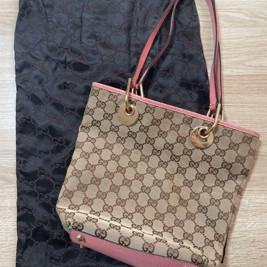 GUCCI GGパターン ハンドバッグ ベージュ/ピンク