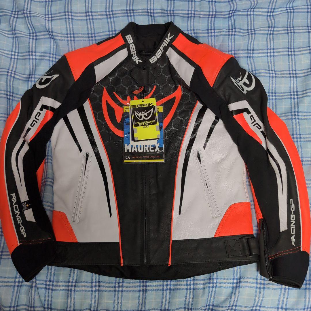 新品　ベリック　レザージャケット　52サイズ　黒／白／赤　LL　BERIK