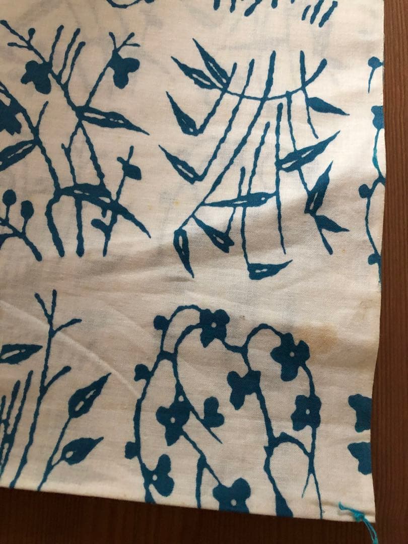 浴衣　反物　白地×浅葱色　植物文様