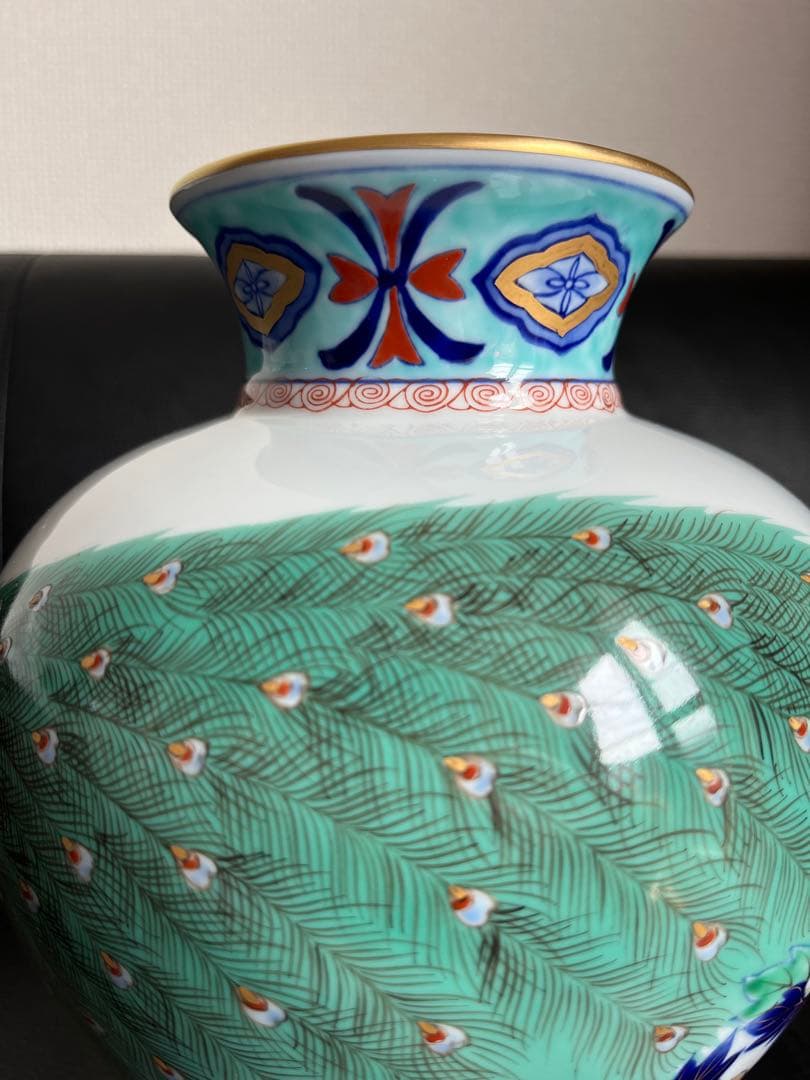 深川製磁 孔雀 高級花瓶 レア品