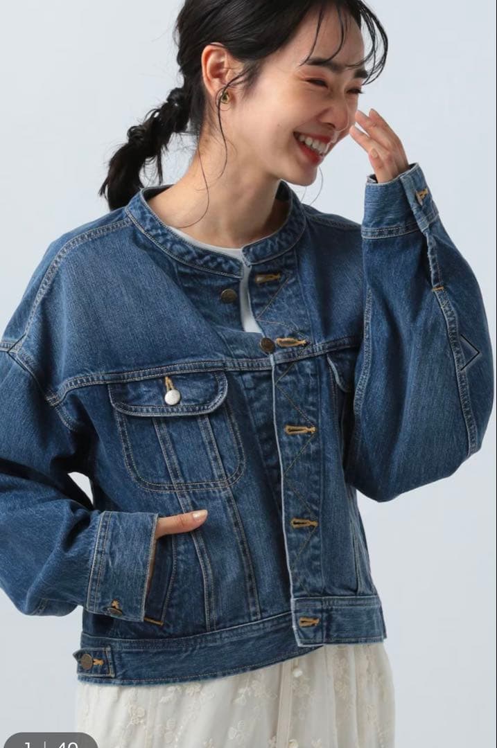 激レア　サンプル品　ノーカラーデニムジャケット　Lee(リー)別注アイテム