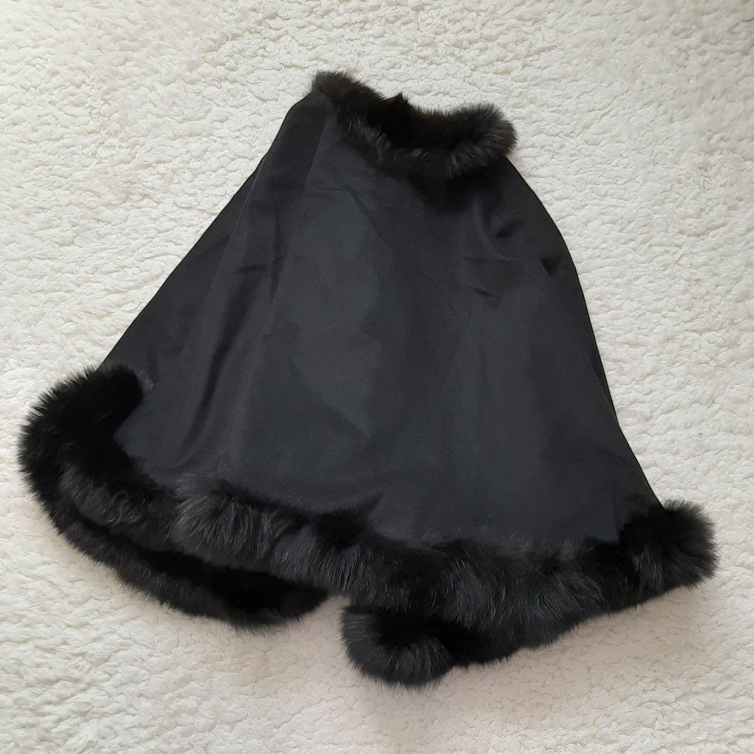 ジャンニロジュディチェ ポンチョ ケープ カシミヤ100 フォックス　黒　40