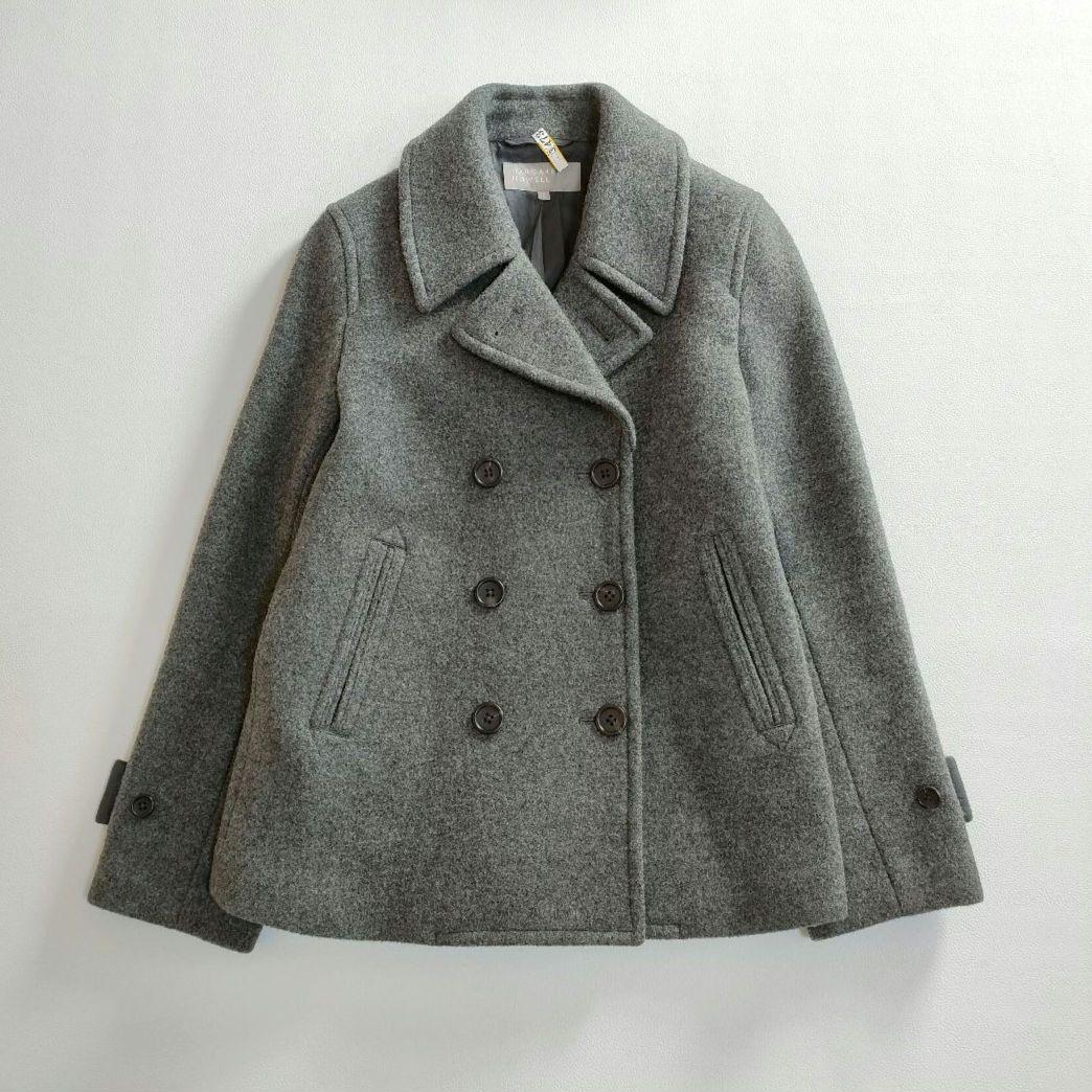 【極美品】マーガレットハウエル　高級カシミヤ混ピーコート　グレー　2