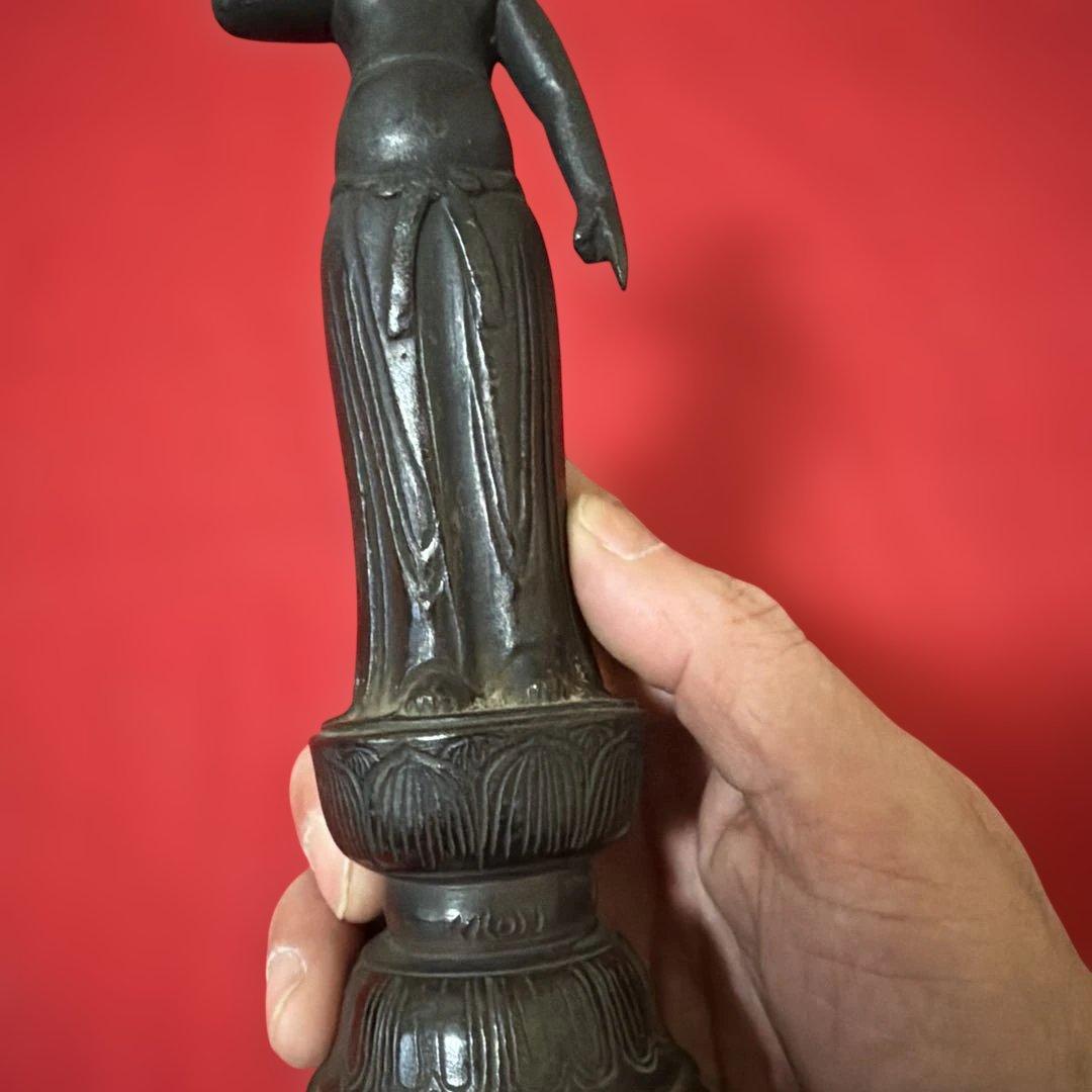 旧家蔵出し　寺院蔵出品　古銅製誕生仏像