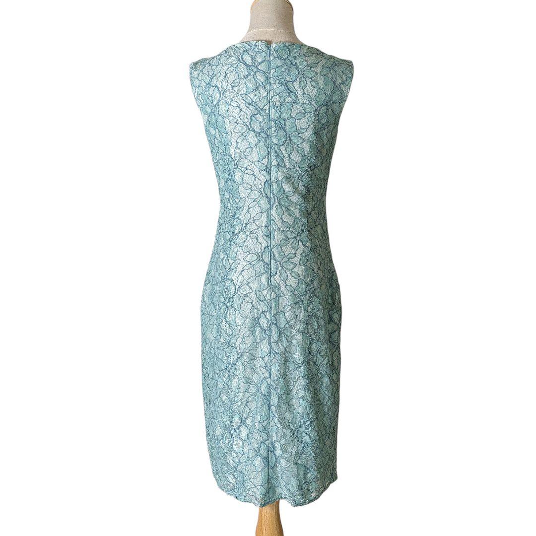 タダシショージ／ミントカラー 総レースドレス ワンピース グリーンノースリーブ