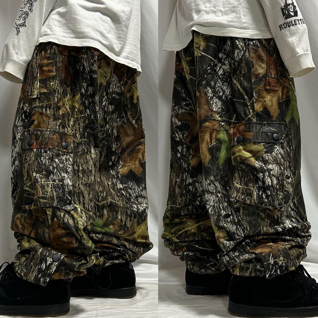 90s Vintage リアルツリー パラシュート カーゴパンツ ドローコード