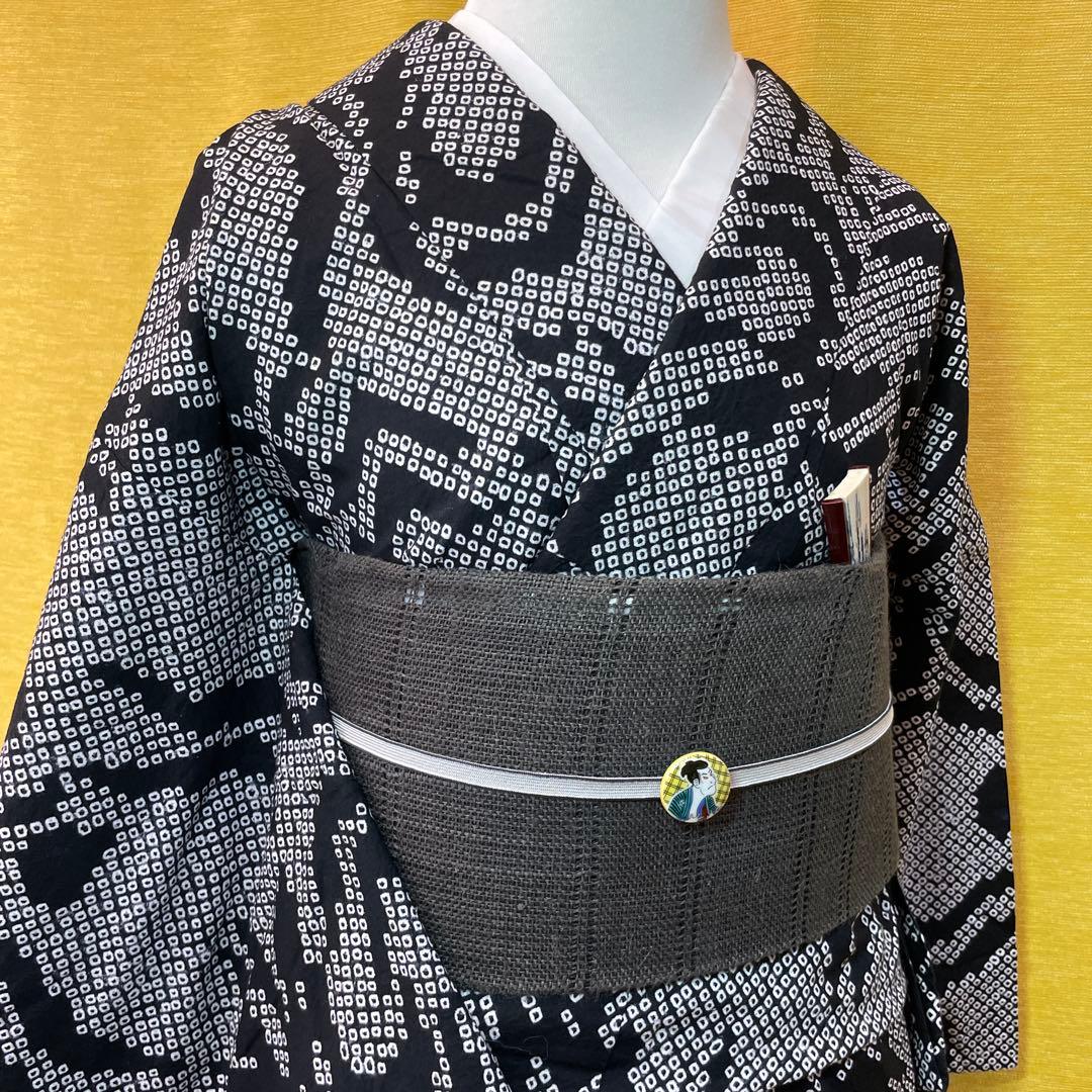 伝統工芸・有松絞り浴衣 単品 歌舞伎の隈取りの柄