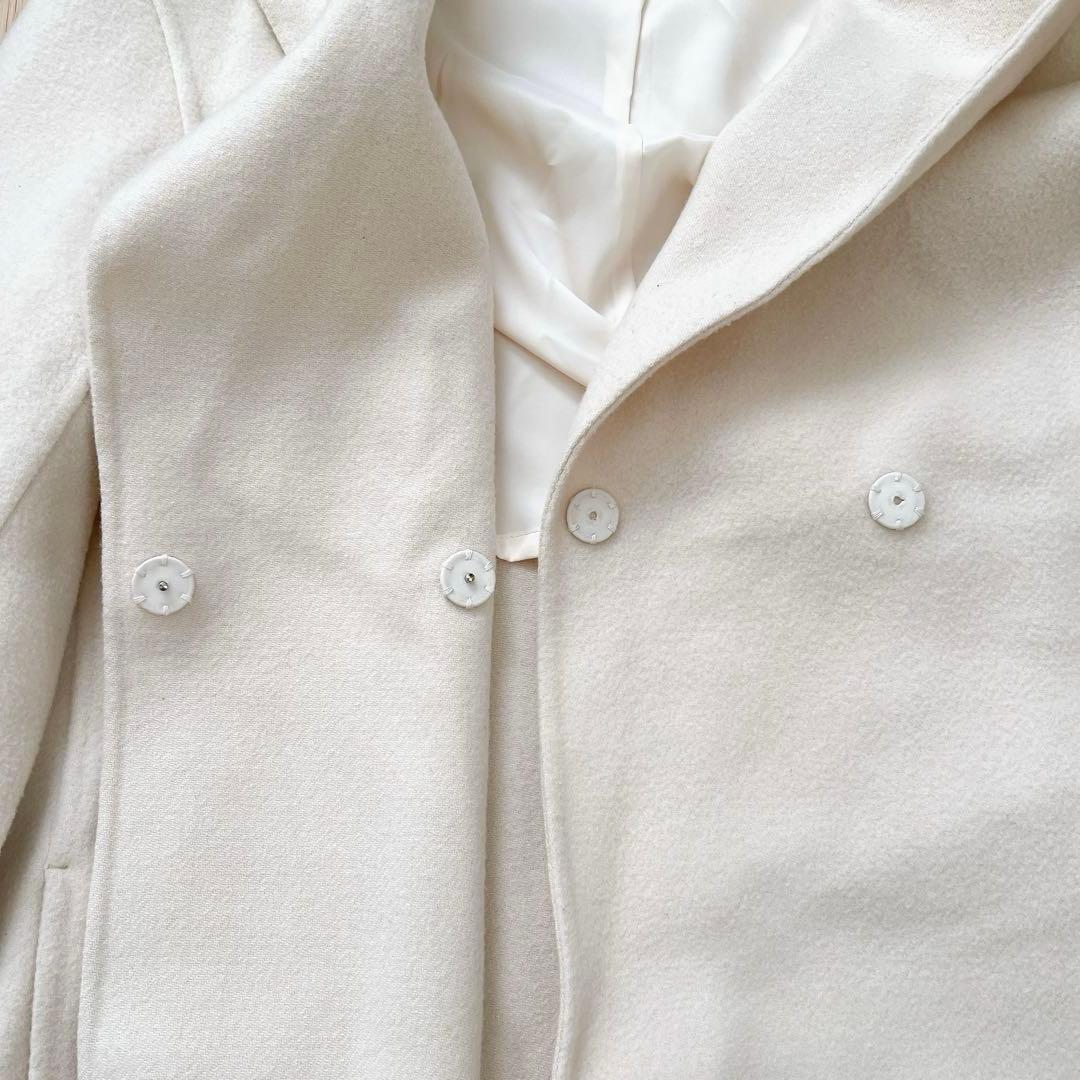 23区　ウールリバー フード付き ミドル丈コート　ライトベージュ　38