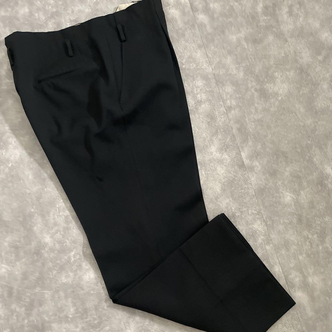 極上 漆黒ウール 黒金ボタン ダブルスーツ saint Laurentネクタイ