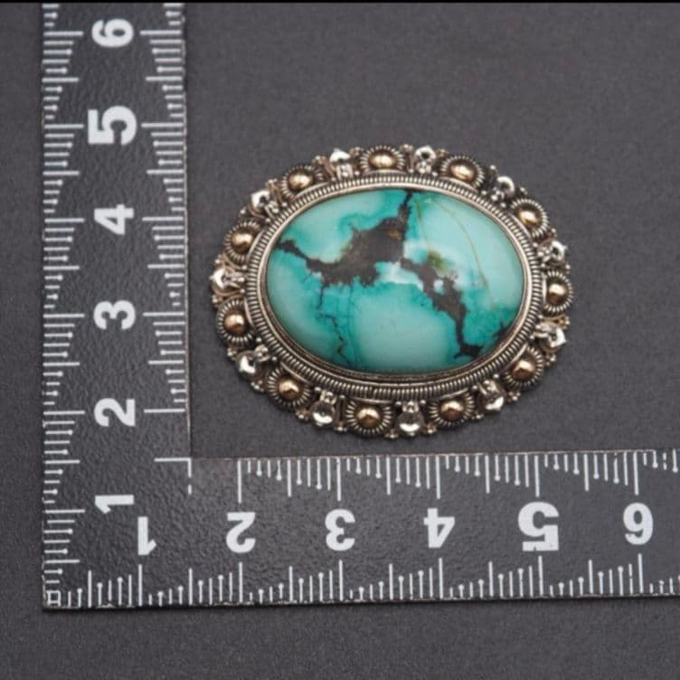 ヴィンテージ ターコイズ ブローチ 925 K18 インディアンジュエリー