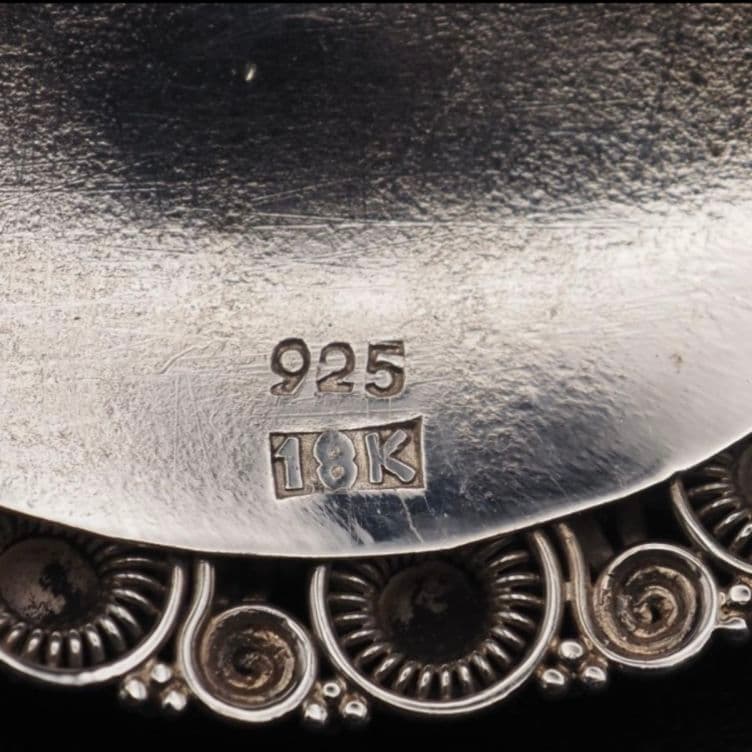 ヴィンテージ ターコイズ ブローチ 925 K18 インディアンジュエリー