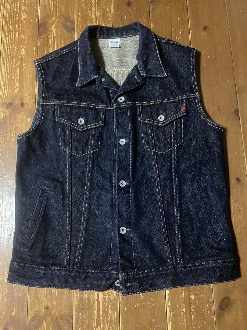 アイアンハート 21oz セルビッチデニム トラッカーベスト／インディゴ