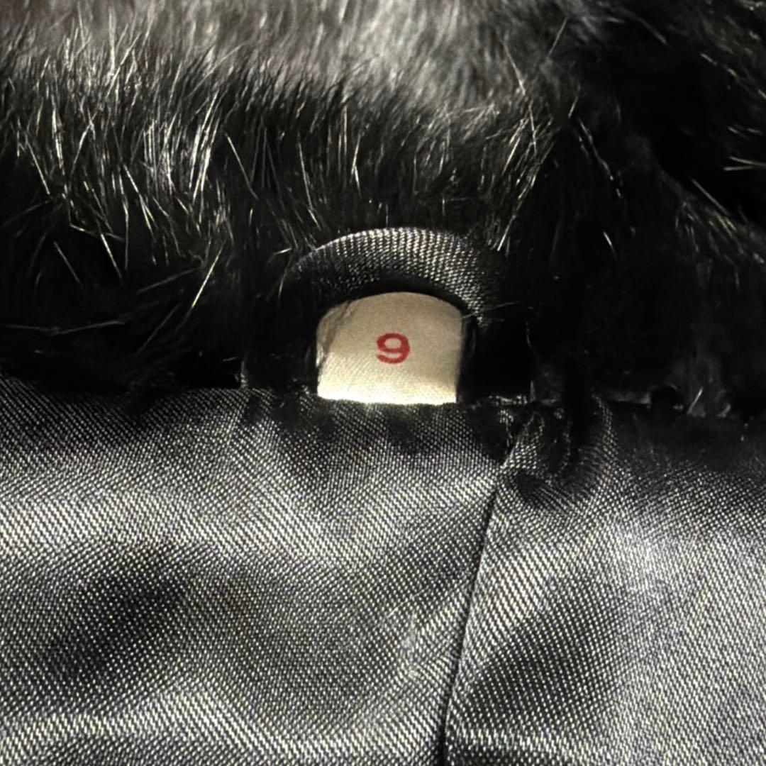 【美品】本毛皮 ラビットファー コート サイズM相当 ブラック