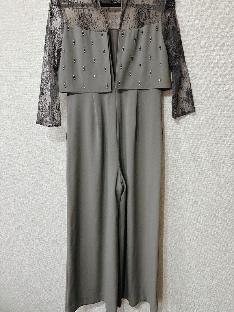 超美品‼️グレースコンチネンタル　ダイアグラム刺繍ワイドサロペットレースグレー36