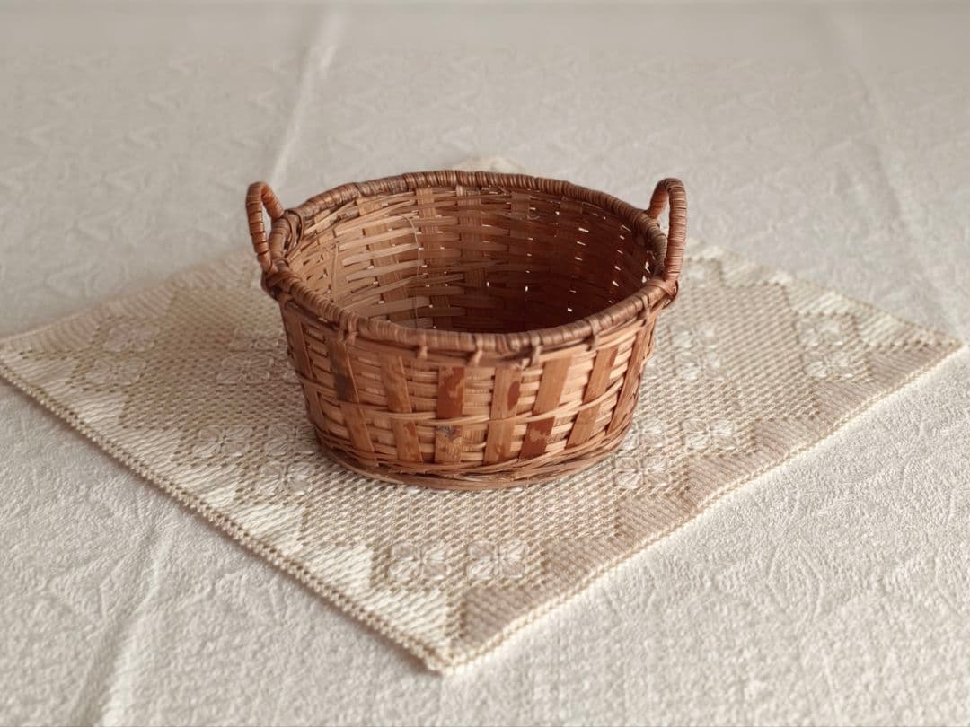 * vintage basket ❀ 両側 持ち手の * バスケット