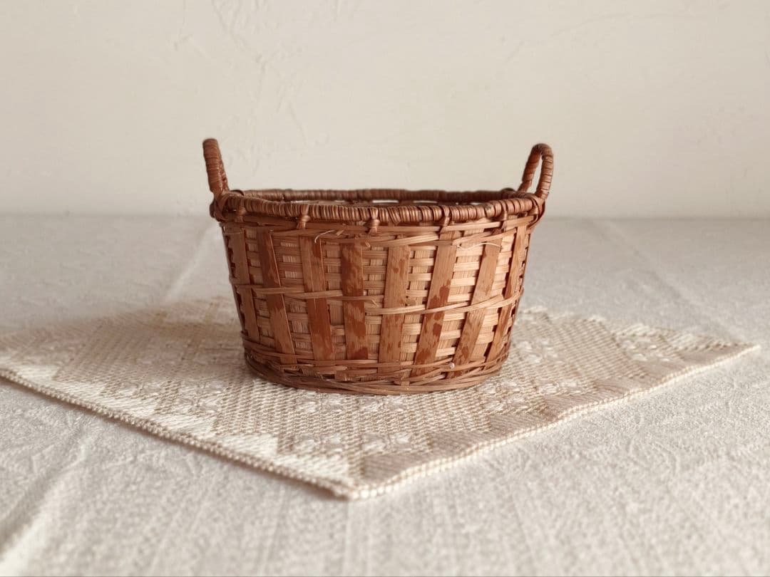 * vintage basket ❀ 両側 持ち手の * バスケット