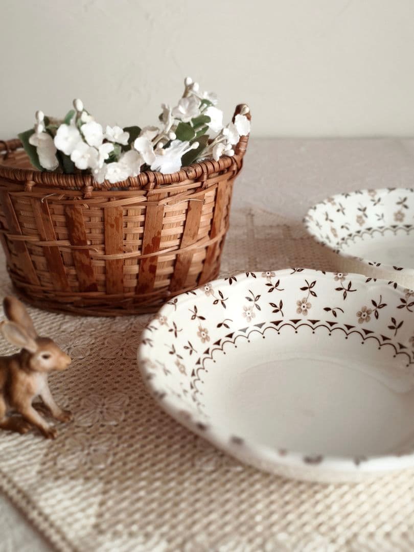 * vintage basket ❀ 両側 持ち手の * バスケット