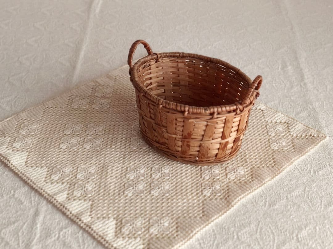 * vintage basket ❀ 両側 持ち手の * バスケット