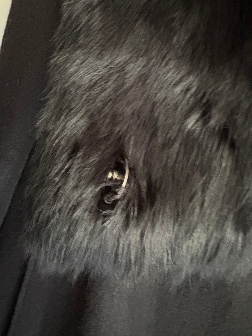 HELMUT LANG ヘルムートラングファーラムレザー付アシンメトリーコート