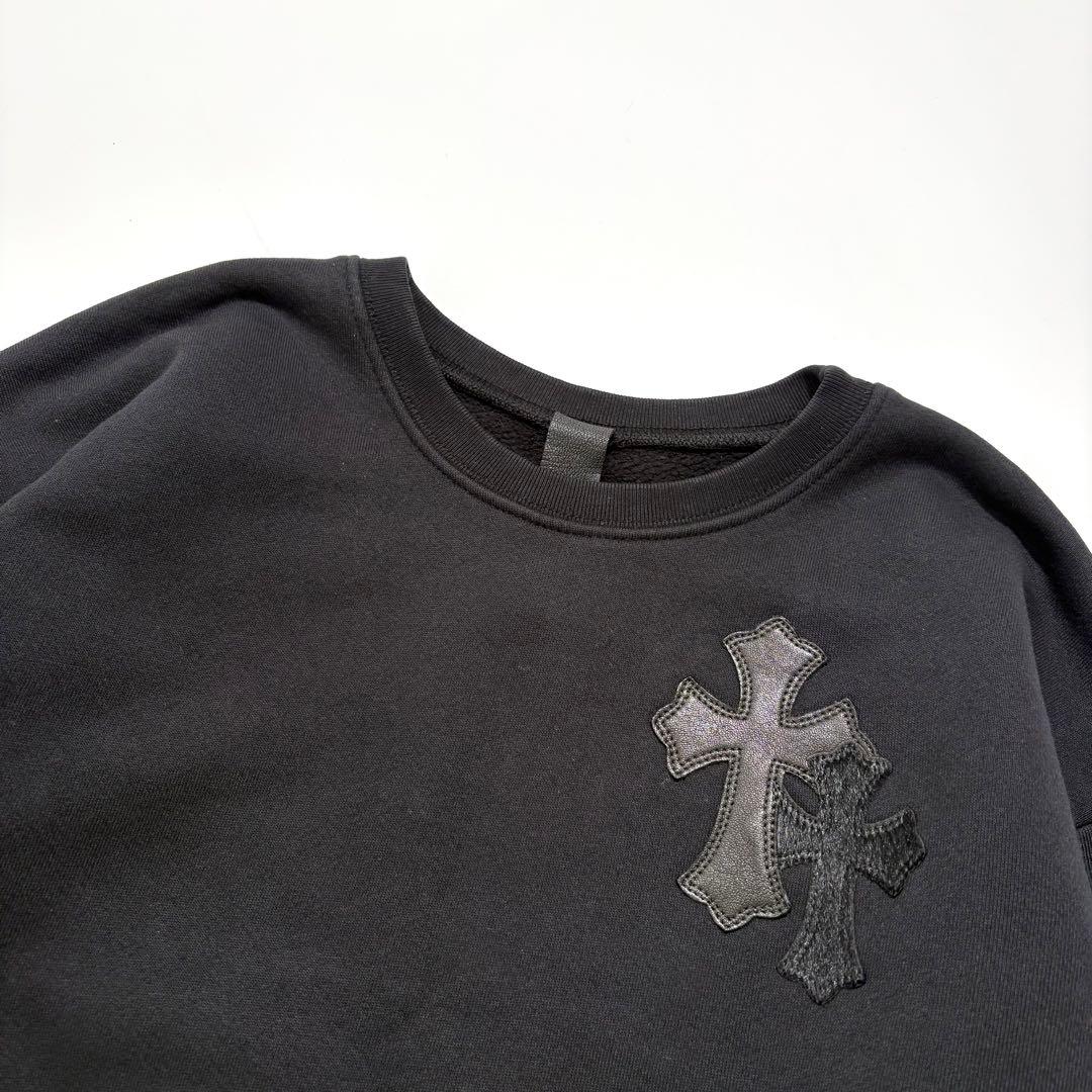 【極美品】CHROME HEARTS スウェット レザーパッチ ブラック XS