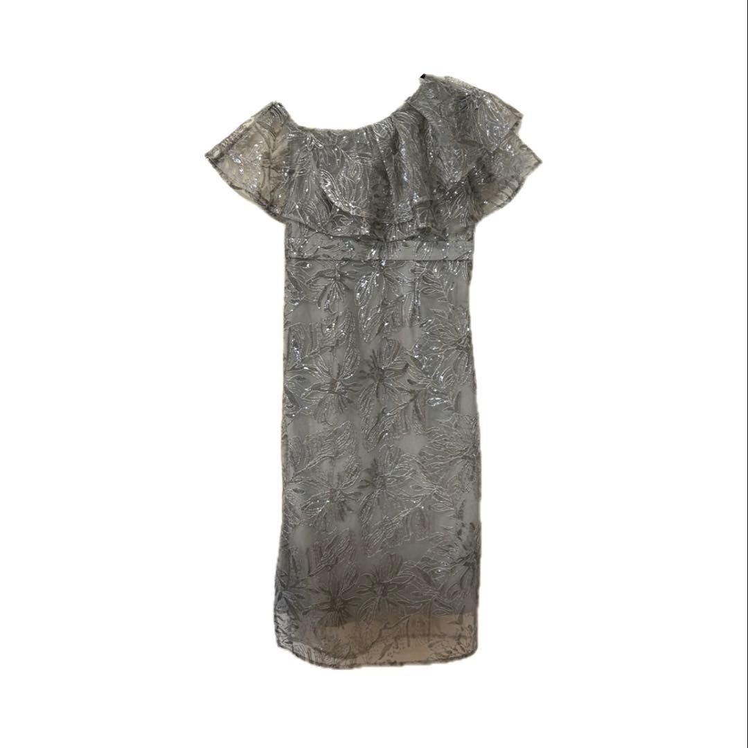 Leja レジャ オフショルスパンコールワンピース M グレー