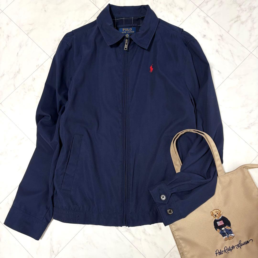 【ラルフローレン】スイングトップ　ナイロンジャケット　洗える　ポニーロゴ　紺