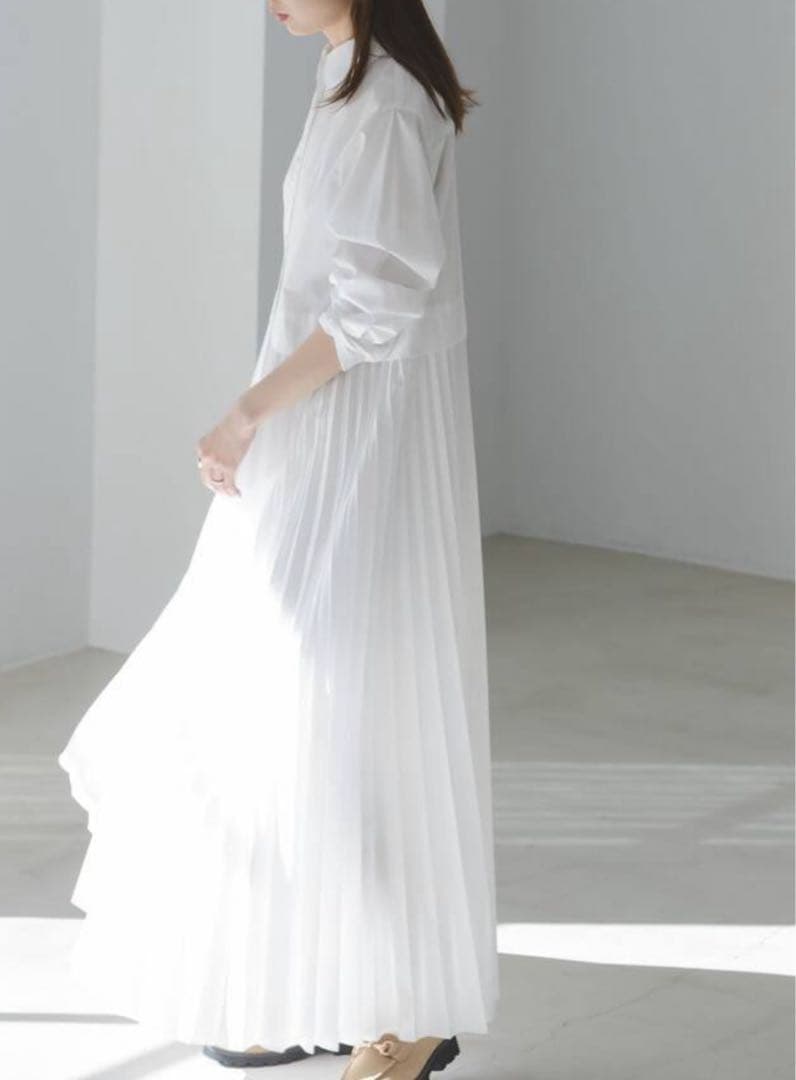 新品・完売品　プリーツシャツワンピース　ノーブル