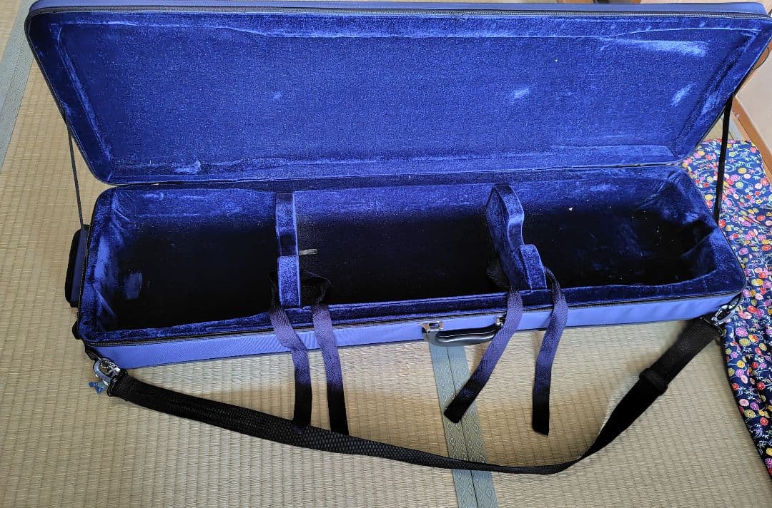 長唄用細棹三味線本体 花柄カバー 専用ケース付き