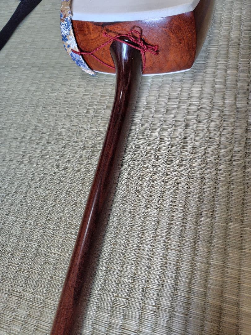 長唄用細棹三味線本体 花柄カバー 専用ケース付き