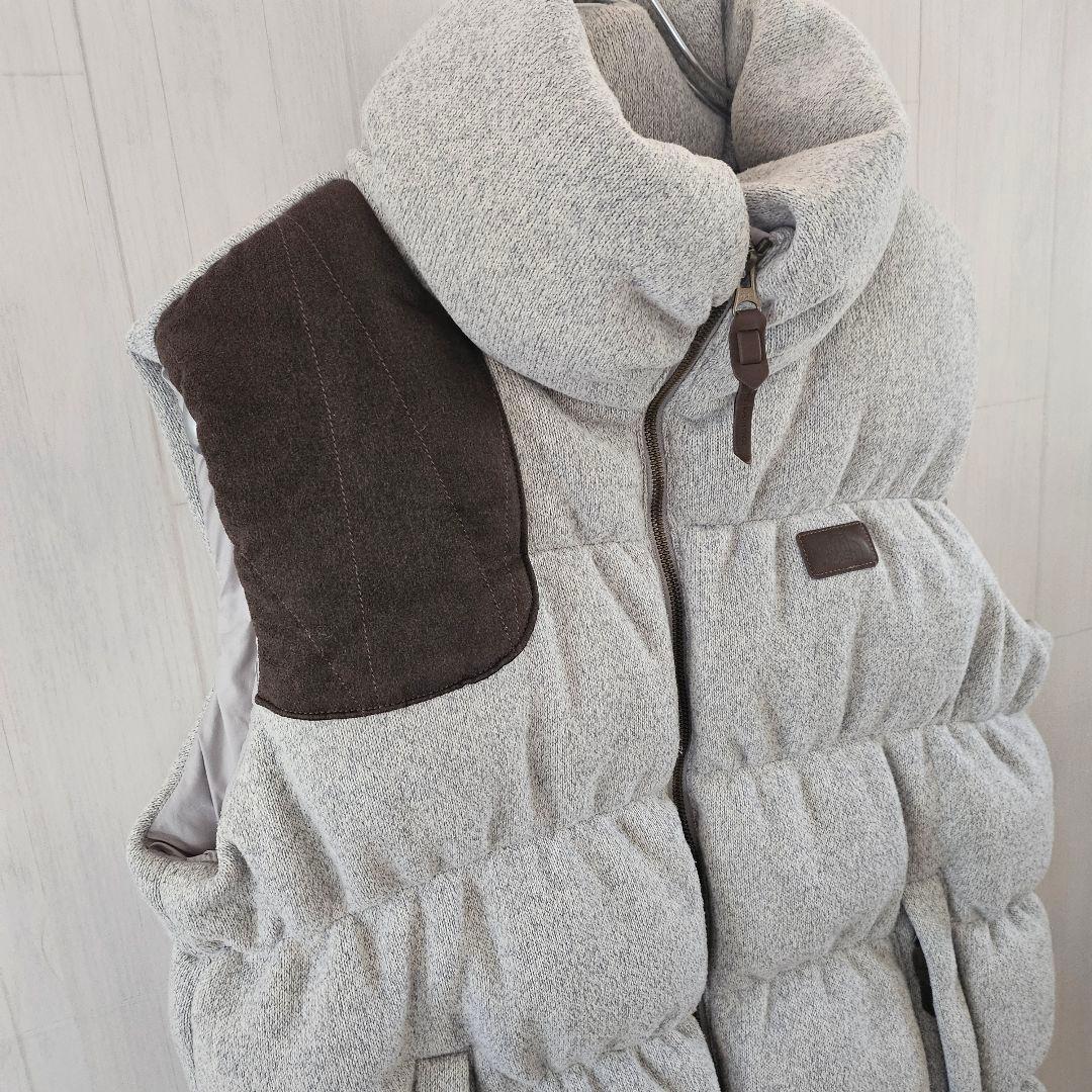 【希少】ノースフェイス ダウンベスト 韓国限定 ロゴワッペン グレー XL