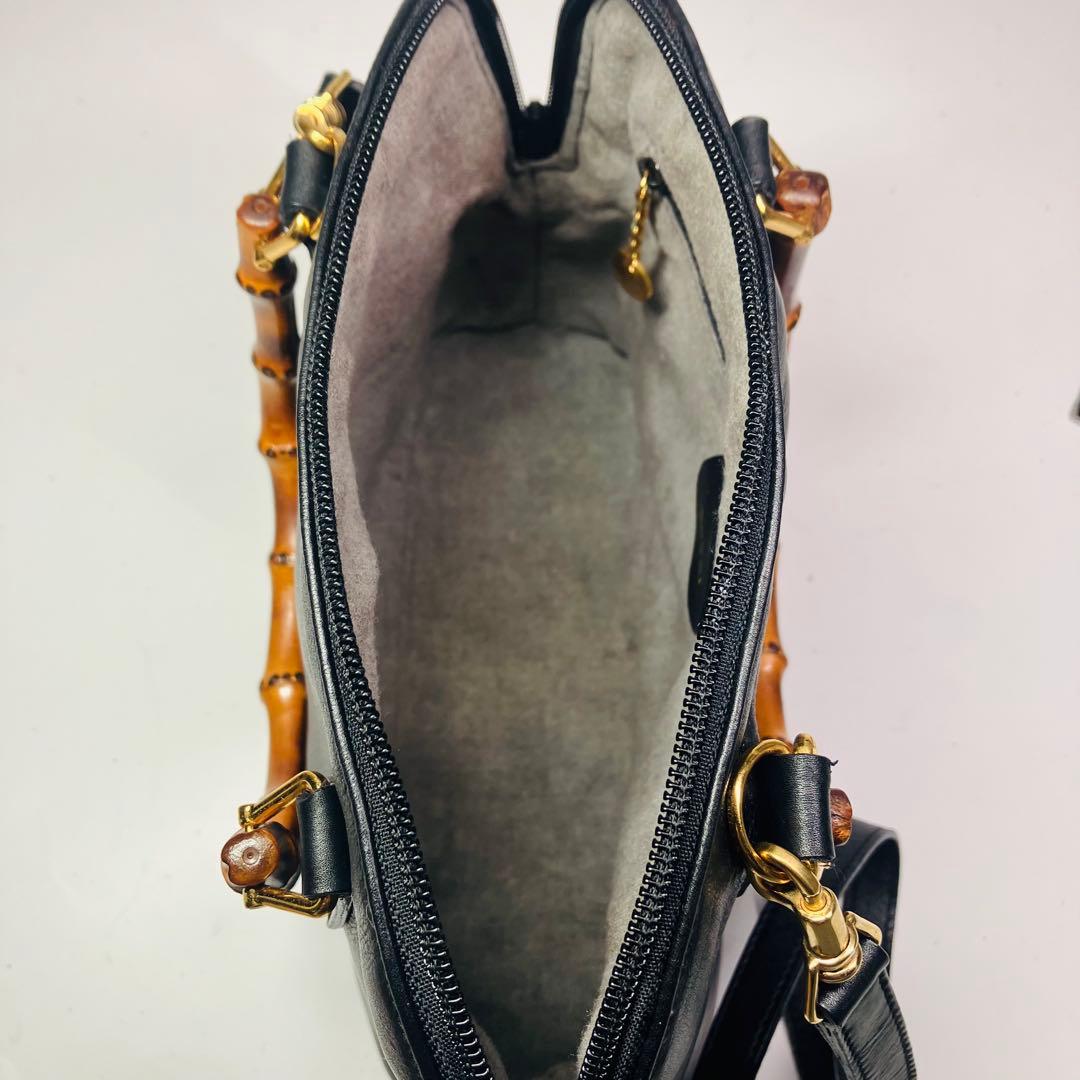 美品　GUCCI オールド　グッチ　バンブー　2way ショルダー　バッグ　黒