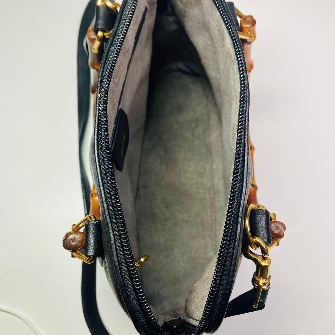 美品　GUCCI オールド　グッチ　バンブー　2way ショルダー　バッグ　黒