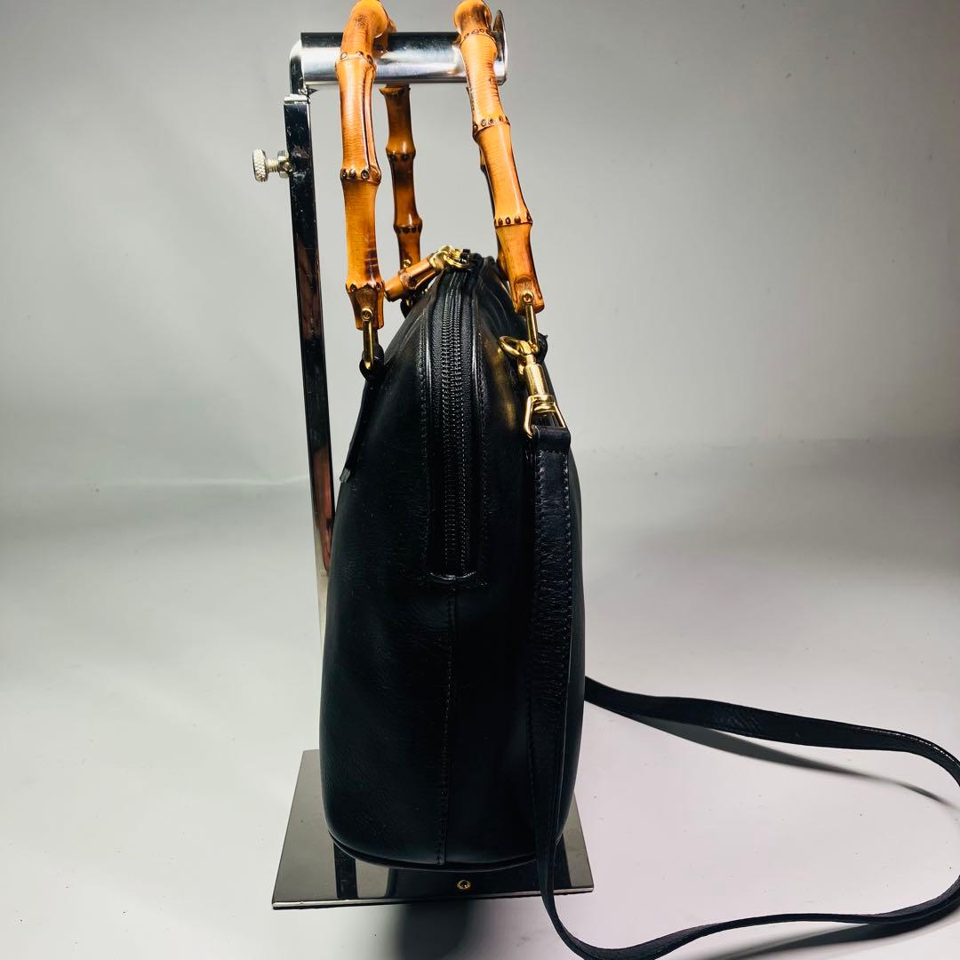 美品　GUCCI オールド　グッチ　バンブー　2way ショルダー　バッグ　黒