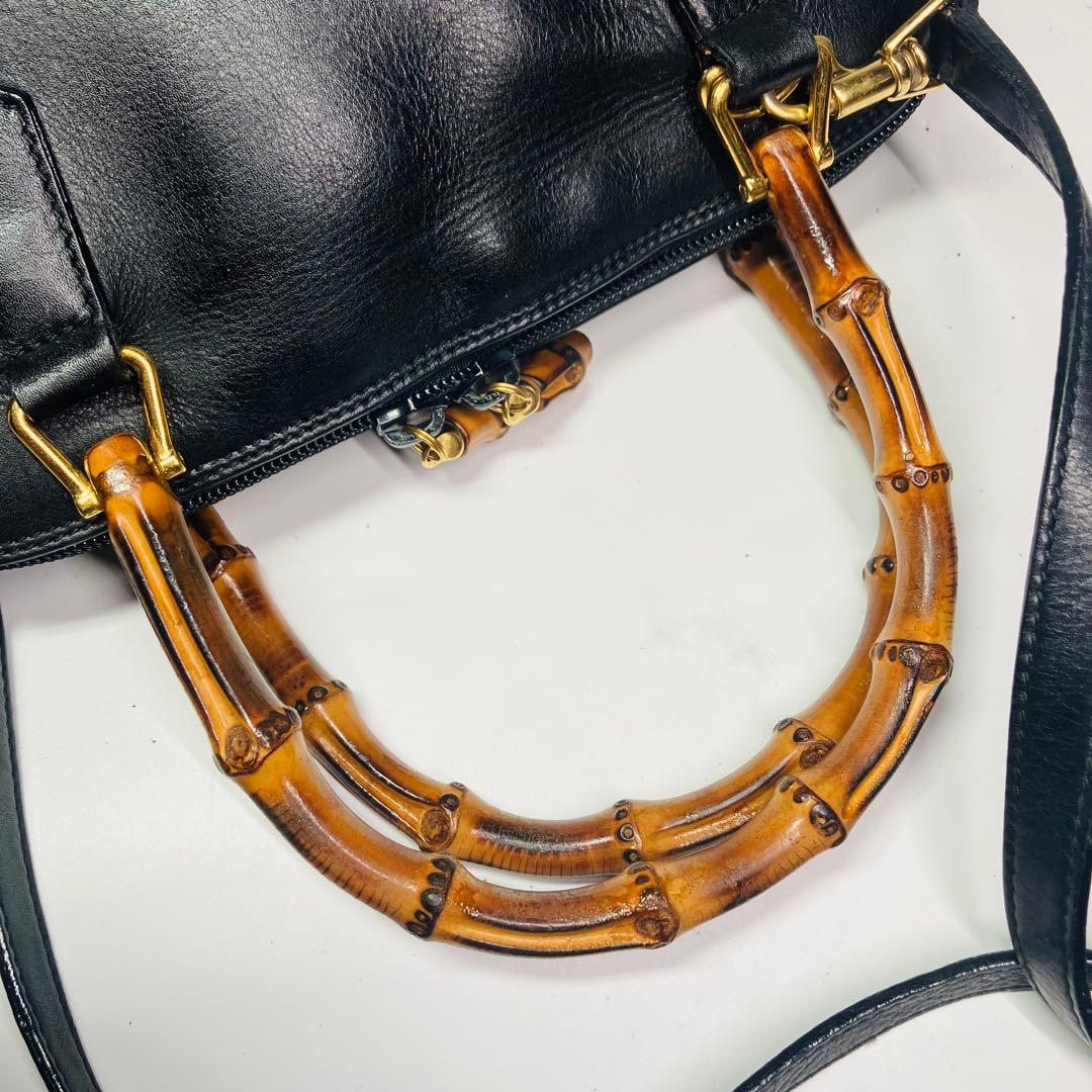 美品　GUCCI オールド　グッチ　バンブー　2way ショルダー　バッグ　黒