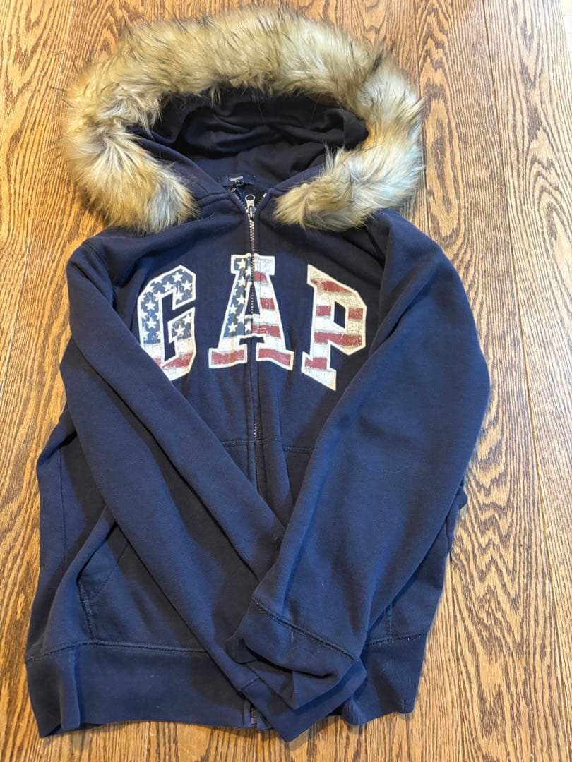GAP ファーパーカー アメリカ柄