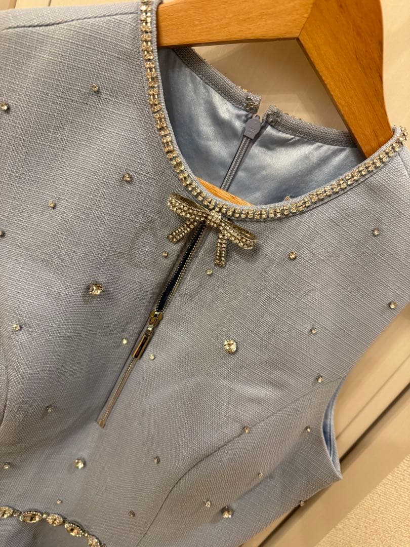 ROBE de FLEURS fm3618 水色ミニドレス XSサイズ